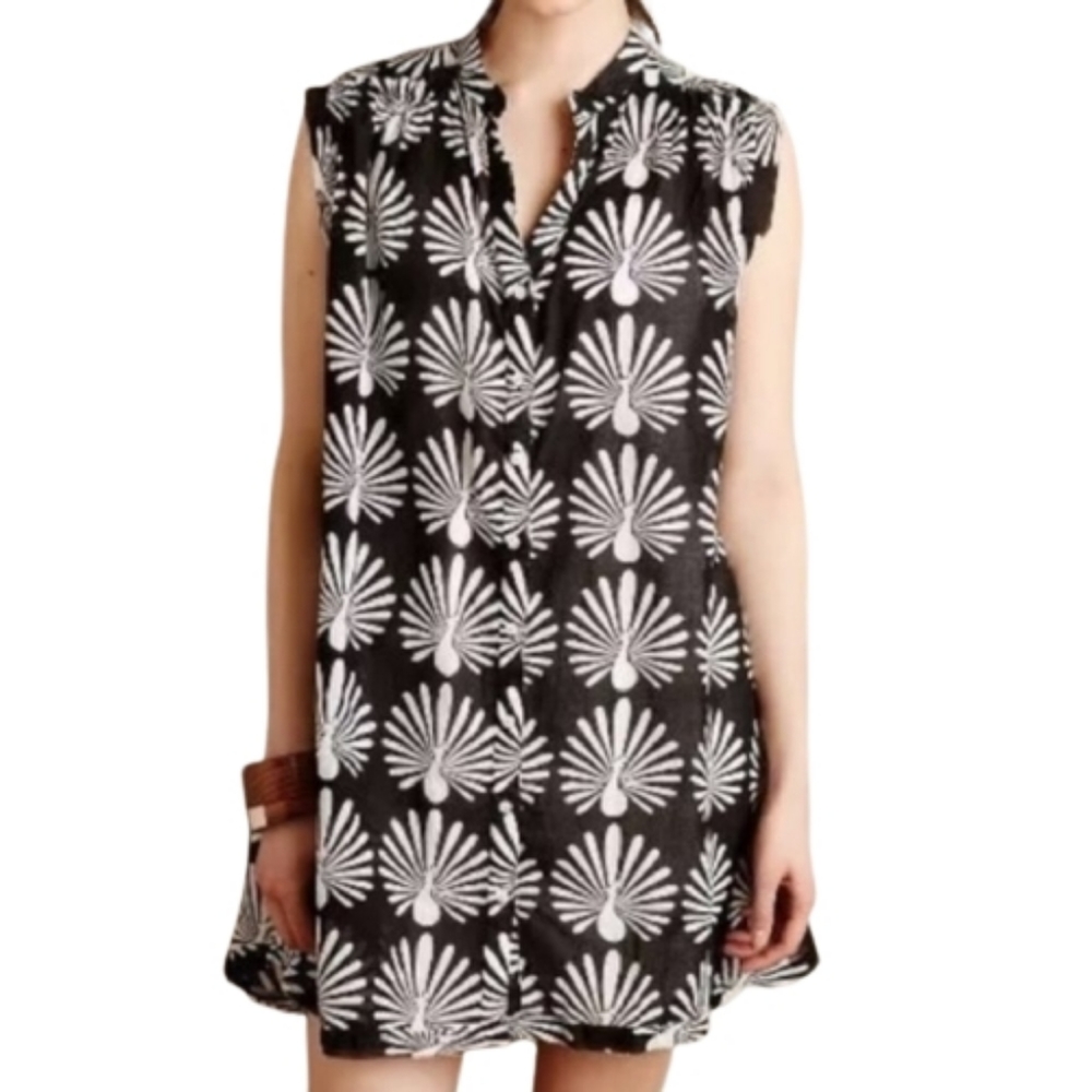 Anthropologie Porridge Peacock Shirt Dress XS